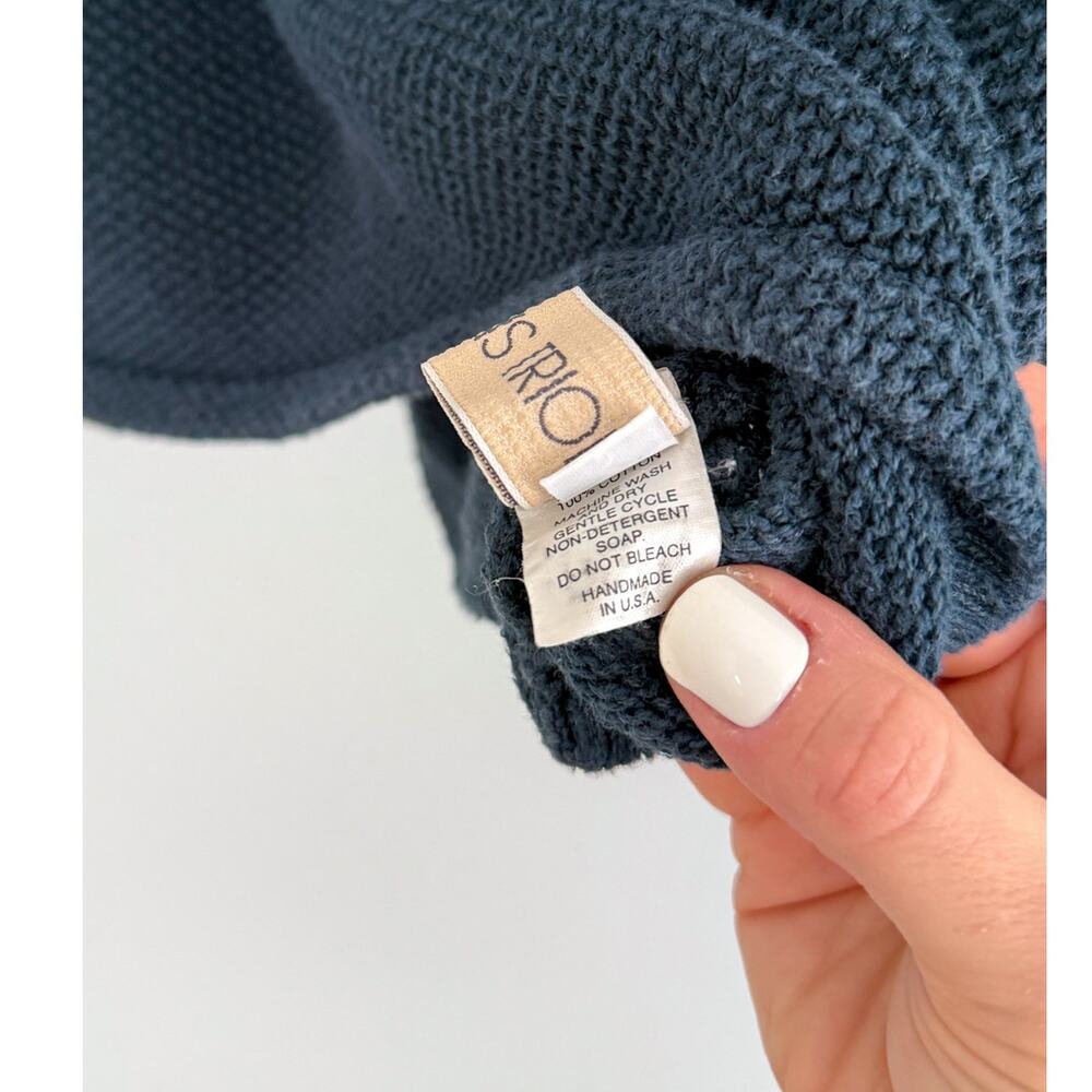 Chris Triola Teal Blue 100% Cotton Textured Boatneck Hand Made Top (S) - Picture 5 of 9